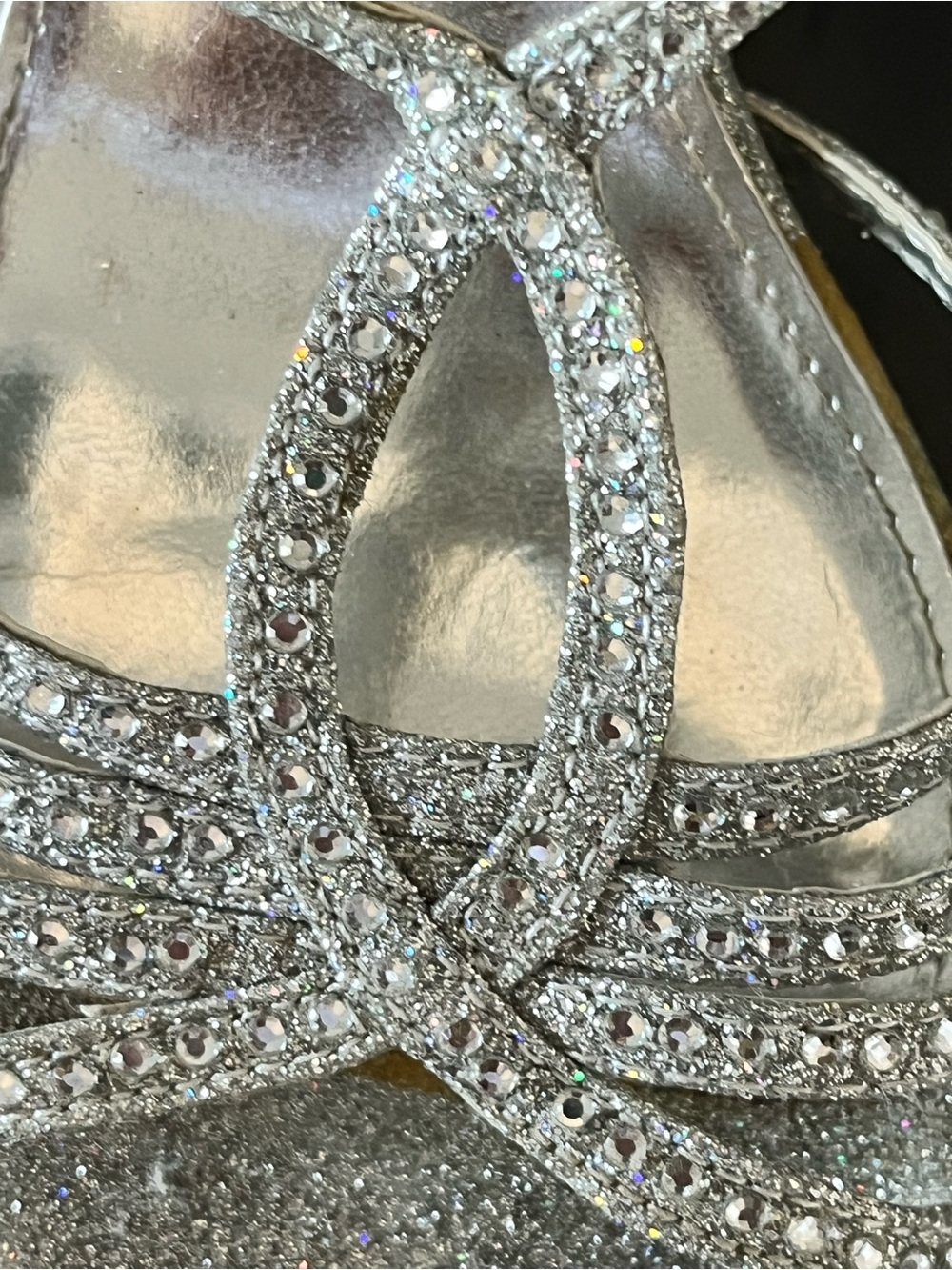 Silver Glitter Strappy High Heel Sandals Sz 6 - Picture 6 of 7